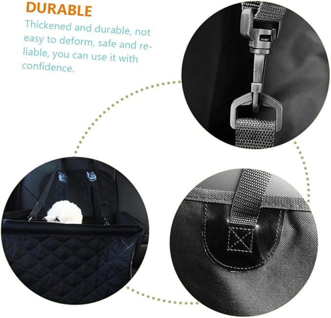 Dog Car Seat Cushion Pet Car Bed Storage Pocket Safety Belt for Travel Thickened Portable Easy to Install