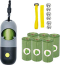 Dog Poop Bag Dispenser with LED Flashlight Poop Bags Holder with 7 Rolls Green Dog Waste BagsPet Garbage Bags Carrier with Carabiner 2 Hook&Loop Fastener 9 LR44 (Grey)