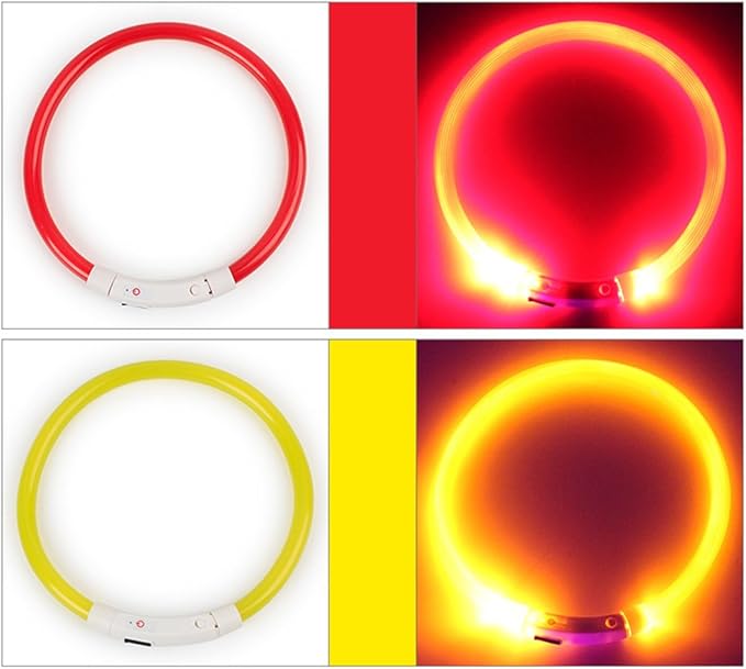 Rechargeable LED Night Flashing Luminous USB Charging Pet Dog Puppy Neck Collar Blue 35cm