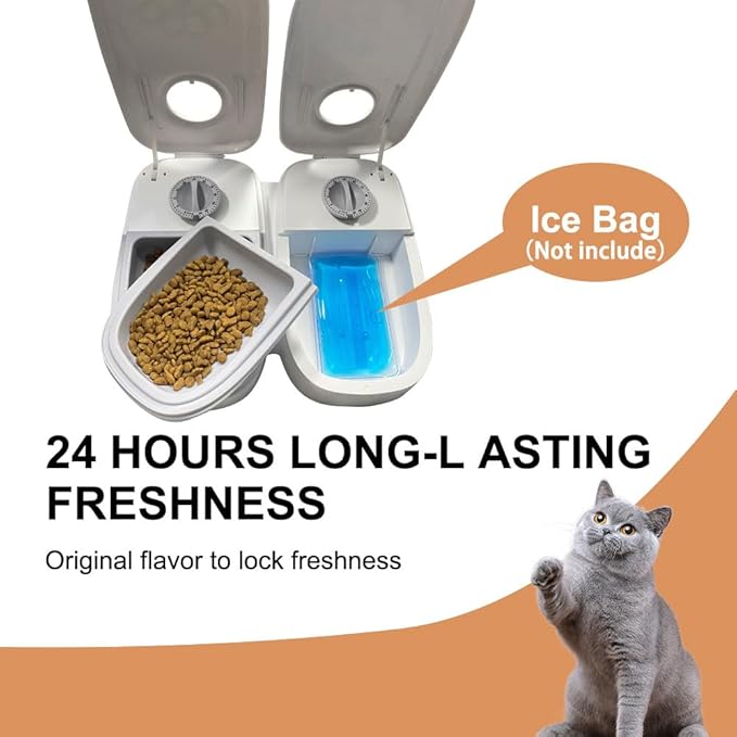 YANZEO Automatic Pet Feeder, 2 Meals Smart Pet Cat Dog Feeder with 48-Hour Timer for Cats and Small/Medium Dogs Pet Food Feeder