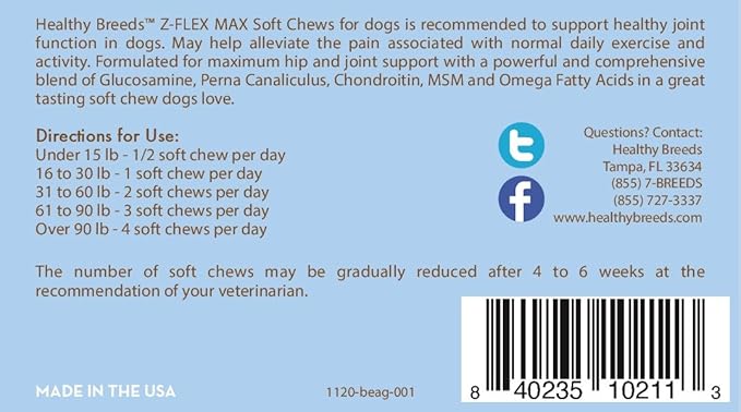 Healthy Breeds Beagle Z-Flex Max Hip and Joint Soft Chews 50 Count