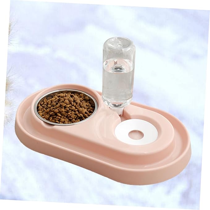 Automatic Dog Water Bowl Dog Feeding Bowl Stand Pet Drink Dish Plastic Stainless Steel Split Design