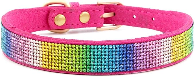 Cute Dog Collar with Bling Rhinestone, Fancy Crystal Diamond Glitter Pretty Jewel Soft Cat Collars for Small Medium Large Breed Dogs Girl Female Pet Puppy Kitten Terrier (XS, Hot Pink3)
