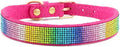 Cute Dog Collar with Bling Rhinestone, Fancy Crystal Diamond Glitter Pretty Jewel Soft Cat Collars for Small Medium Large Breed Dogs Girl Female Pet Puppy Kitten Terrier (M, Hot Pink3)