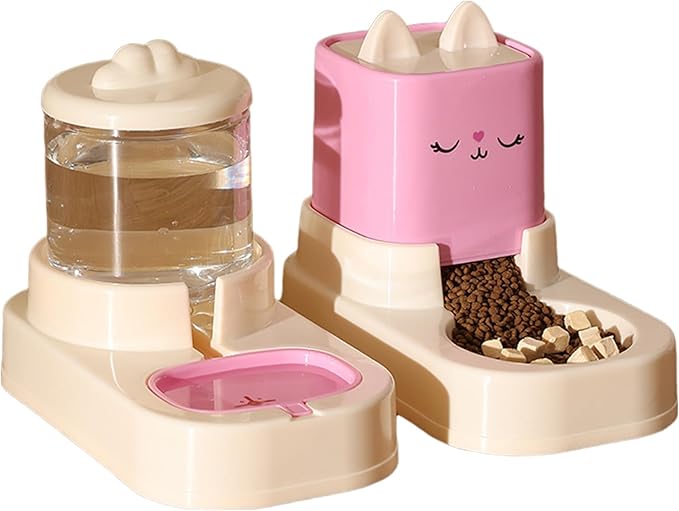 Automatic Cat Feeder, Auto Fill Cat Water Bowl, Cat Food Dispenser, Anti-Slip Automatic Pet Waterer, Large Capacity Cat Water Dispenser, Cute Dog Feeding Bowls (C)