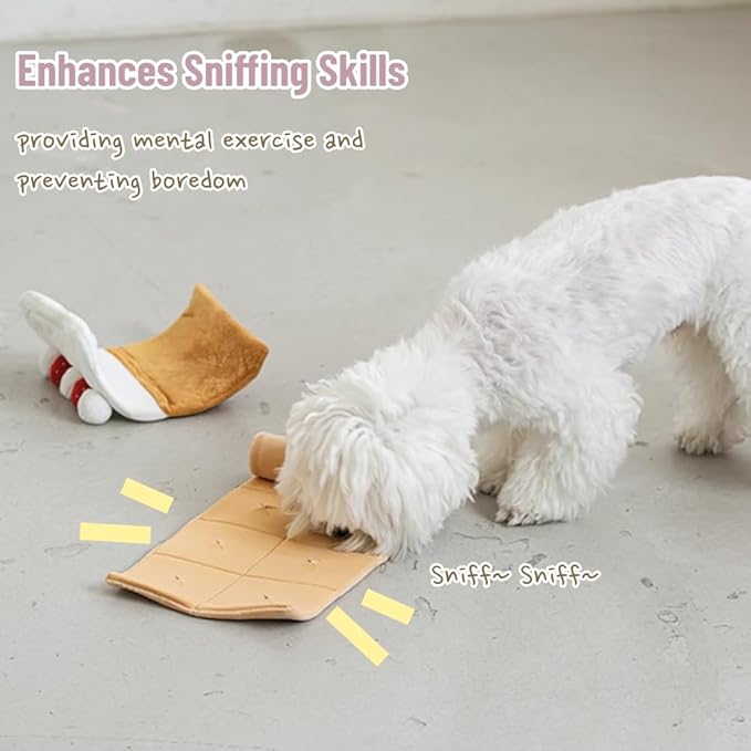 LilRoot Hide and Seek Plush Cake Roll Snuffle Mat Dog Toys Nose Work Enrichment Toys Interactive Burrow Activity Cute Dog Gifts Funny Toys for Small Medium Dogs