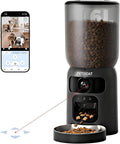 5L Automatic Cat Feeder with Dual 2K HD Camera, 2.4G / 5G WiFi Cat Food Dispenser with Cats Recognition& Diet Tracking, Laser Interactive Toy & Two-Way Audio