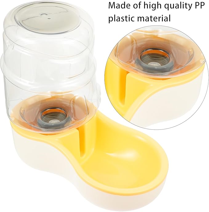 Luxshiny Automatic Pet Water Dispenser Bowl for Dogs and Cats, Slant Design Cream Yellow Plastic Water Feeder, Suitable for Puppies and Adult Pets, for Home and Travel Use