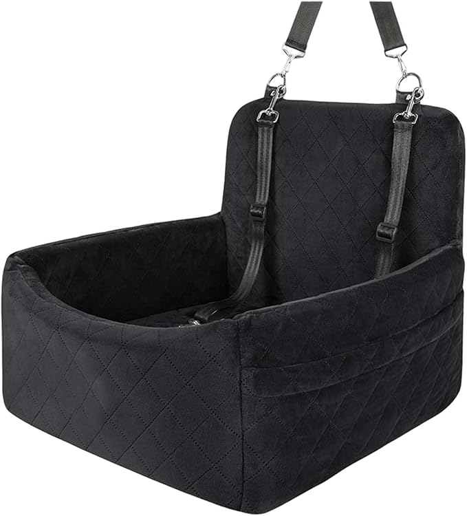 Dog Car Seats for Small Dogs, Memory Foam Dog Car Seat Medium Sized Dogs, Pet Cars Seats for Under 35lbs, Detachable Washable Pet Bag with Storage Pockets & 2 Safety Belts, Easy to Install (Black)