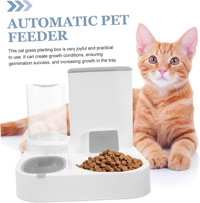 Automatic Pet Food and Water Dispenser with Dry and Wet Separation and Cats Easy to Clean Detachable Pet Feeder for Convenient Feeding and Hydration