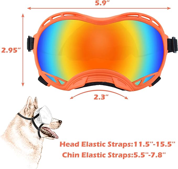 Dog Sunglasses,Doggles Anti-UV Protection,Pet Sunglasses with Adjustable Strap,Suitable for Motorcycle Car Driving Bike Riding Hiking Swimming Wind Dust Fog Dog Eye Protection