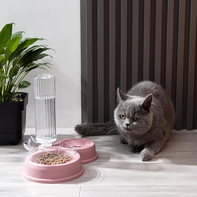 balacoo Automatic Pet Feeding Bowl Water Capacity Convenient Detachable Double Bowl for Cats and Dogs Non- Design for Feeding and Hydration