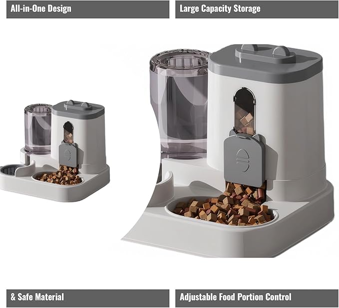 Automatic Pet Feeder with Water Dispenser - Self-Feeding Station for Cats and Dogs, Ideal for Home or Travel Use