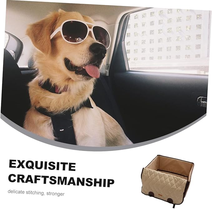 Angoily Dog Car Seat Cushion Pet Front Seat Mat for Car and Home Use Beige Color Easy to and Store