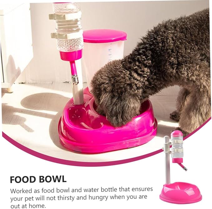 HANABASS Automatic PET Water Dispenser Adjustable Bowl Dog Food Holder and PET Waterer Suitable for Dogs and Cats Gravity Feed System Material