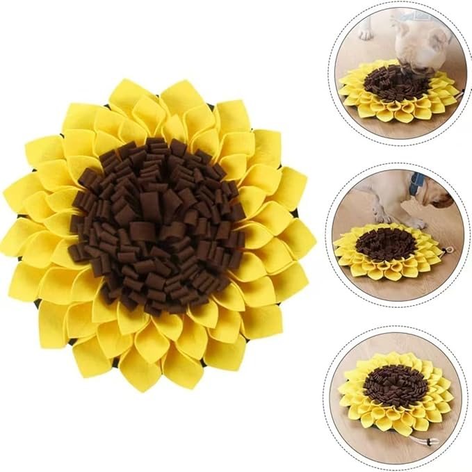 Sunflower Shape Sniffing Mat, Dog Puzzle Feeding Mat, Slow Feeder for Dogs and Cats, Interactive Nose Work Toy for Stress Relief, Food Hide and Seek Toy