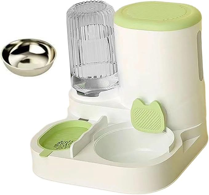 Automatic Dog Feeder and Water Dispenser,Food Feed,Drinking,Dog Bowl Automatic Pet Feeder for Bunny Small Animals Small Dogs, Green