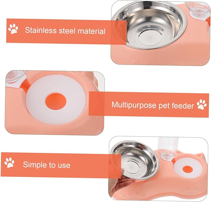 1set Automatic Dual Pet Feeder and Water Dispenser Convenient Two-one Pet Feeding Bowl for Cats and Dogs Easy to Monitor Refillable Water and Food Capacity for Busy Owners
