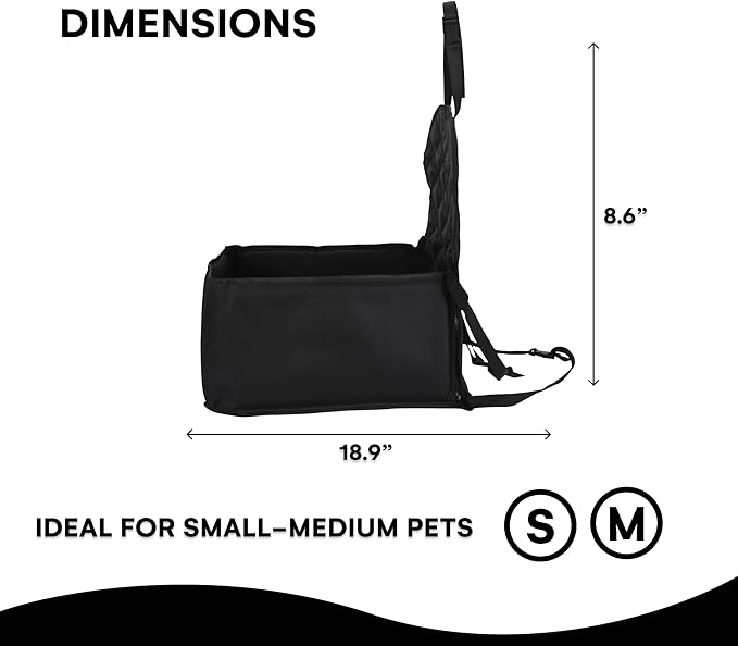 Black Rhino Pet Car Seat Black - Booster Seat for Small and Medium Dogs - Safe Protects Back Car Seats from Scratches and Messes - Robust and Waterproof Dog Accessories for Traveling