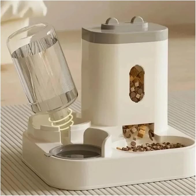 Automatic Pet Feeder and Water Fountain Combo - Large Capacity Dog and Cat Food Dispenser with Storage Container(H)