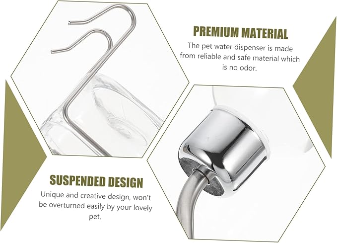 SUPVOX Pet Hanging Water Dispenser Automatic Feeder for Cats and Small Dogs Non-Leak Design Transparent Bottle for Home Use and Travel