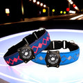 Personalized Flashing Night Dog Collar with Waterproof airtag Holder for Black Dog Night Walking (Blue, L(15.7-19.7"))