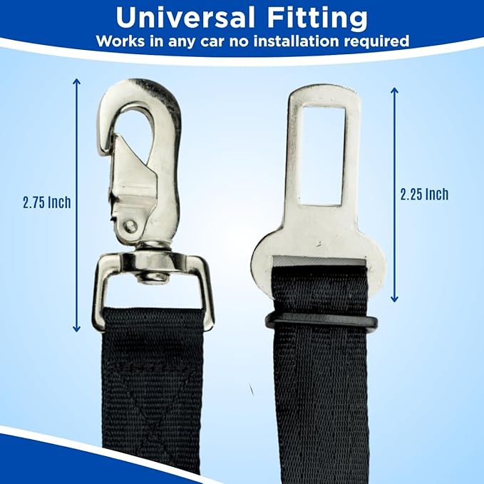 YAP Universal Dog Seat Belt® – Retractable Car Harness for Dogs Safety Seat Belt, Adjustable Dog Seatbelt for Car with Heavy Duty Swivel Hook & Steel Clip, Pet Seat Belt for Dog; Large