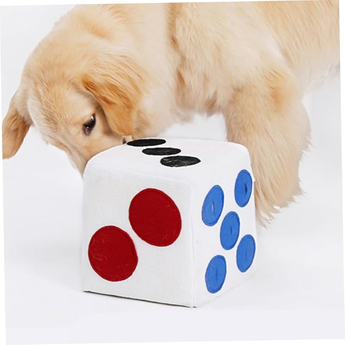 Plush Dog Dice White for Pets Sniffing Training Plush with Invisible Zipper Soft Elastic Material Interactive for Puppy Play and Chewing