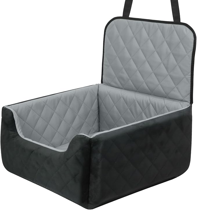 Dog Car Seat for Medium Small Dogs, Memory Foam Dog Booster Seat, Travel Safe Bed with Safety Belts Detachable Washable, Anti-Slip Base