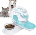 Double Dog Cat Water and Food Bowl Set,Automatic Water Dispenser Feeder Bowls,2.8 L Detachable No-Spill Snail-Shaped Self-Dispensing Gravity Waterer Fountain for Cat Dog Puppy Kitten