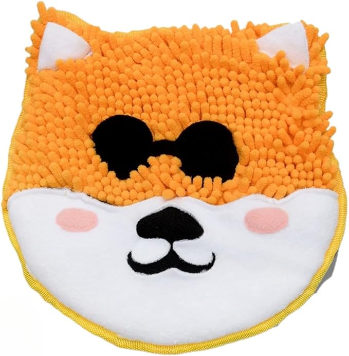 Fluffy Animal Face Snuffle Mat for Pets Interactive Nose Work Toy for Rabbits Hamsters Chinchillas and Dogs (V6)