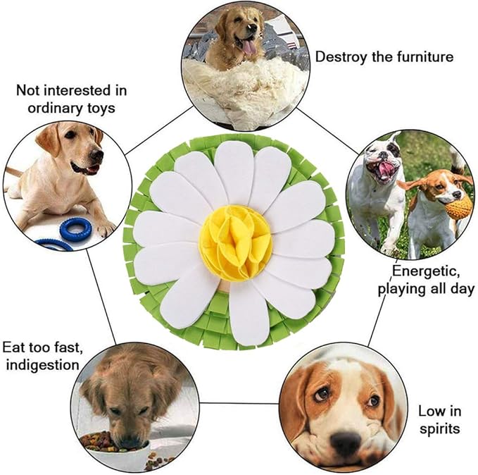 Pet Snuffle Mat Dog Feeding Mat,Bite-Resistant Dog Sniffing Pad, Nose Work Blanket Non Slip Pet Activity Mat,Dog Training Pad Non-Slip Woven Encourages Natural Foraging Skills 13.8" X 13.8"