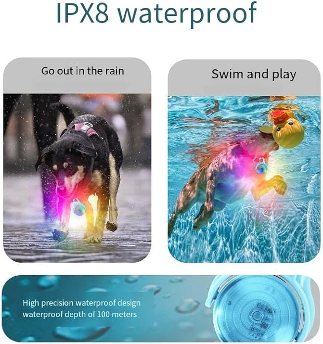 Dog collar light 270-degree rotation USB rechargeable collar light LED Color dog collar light IPX8 waterproof effect