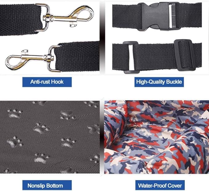 Dog Car Seat Pet Car Booster Bucket Seat Pet Travel Safety Car Seat Dog Bed for Car with Removable Cover&Safety Leash for Small and Medium Pets Cat,C