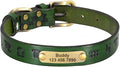 Custom Leather Dog Collar Personalized Dog Collars Leather Gold Buckle German Shepherd Pet ID Collar for Small Medium Large Dogs Green S