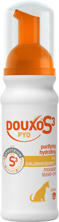 Douxo S3 Pyo Mousse, Contains 3% Chlorhexidine & 0.5% Ophytrium, Antiseptic & Hydrating, for Bacterial or Yeast Skin Infections, for Dogs, 5 fl. oz. (150mL)