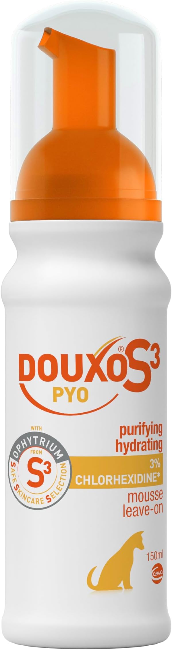 Douxo S3 Pyo Mousse, Contains 3% Chlorhexidine & 0.5% Ophytrium, Antiseptic & Hydrating, for Bacterial or Yeast Skin Infections, for Dogs, 5 fl. oz. (150mL)