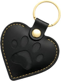 Pet Memorial Keychain – Heart Leather Keepsake for Dog & Cat Lovers, Single & Gift Set, Paw Print Heart