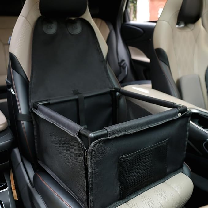 Dog Car Seats for Small Dogs,Pet Booster Seat with ，Frame Walls Extra Stable Waterproof Dog Box Car for Back and Front Seat,for Pet Up to 15 lbs