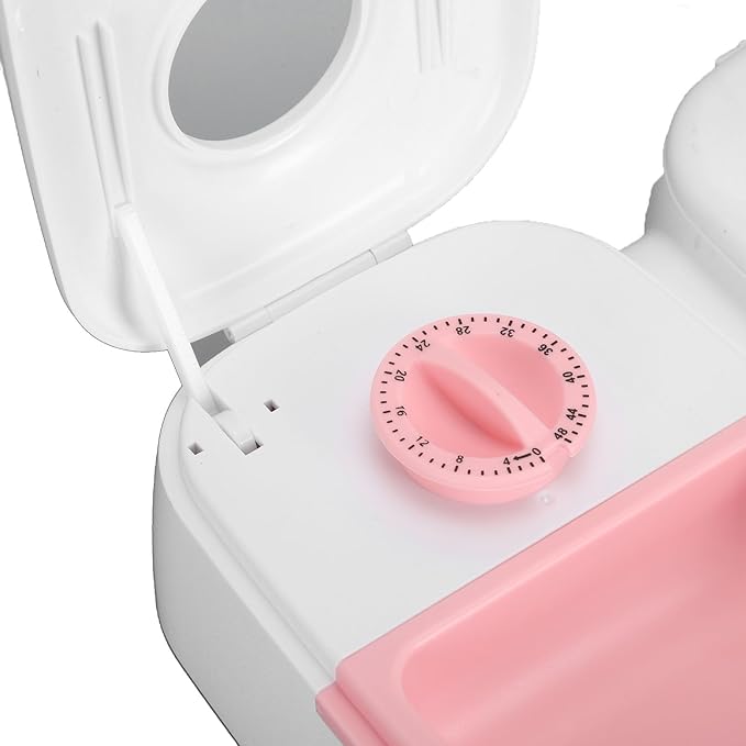 2 Meal Automatic Pet Feeder Dual Meal Pet Feeder Timed Dry Or Semi Moist Pet Food Feeder Large Capacity for Dog Cat (Pink)