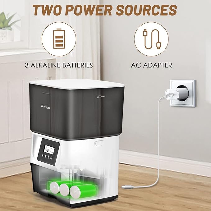 4L Automatic Cat Feeder Dog Food Dispenser with Timer and Voice Recording 10s and 1-6 Meals a Day/1-20 Servings Per Meal for Small and Medium Pets