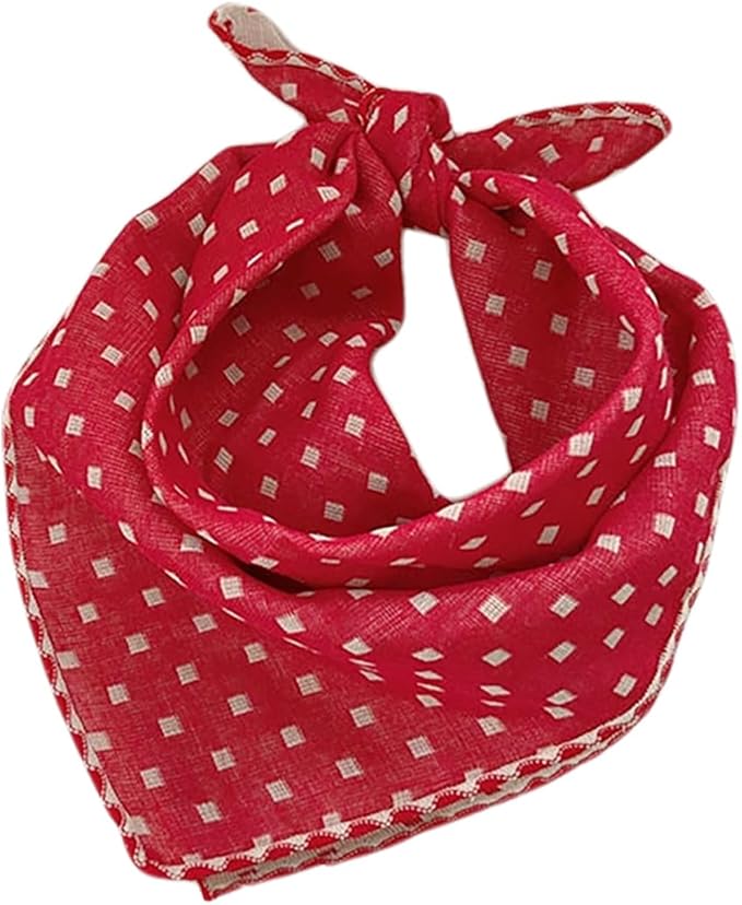 Double Layers Two Tones Dog Cotton Square Bandana Bibs Scarf Kerchief for Small Medium Dogs Boy or Girl - DCB07 R&B
