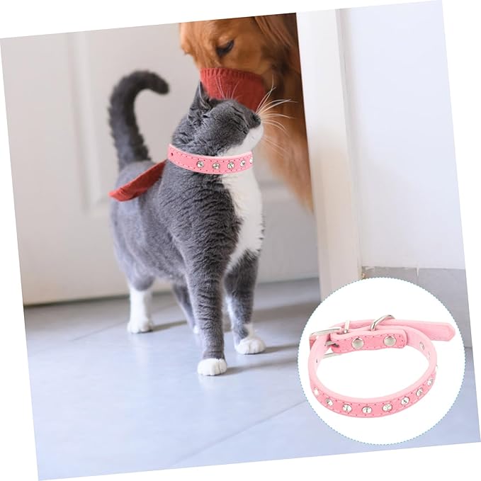 POPETPOP Adjustable Rhinestone Pet Collar for Dogs and Cats Pu Leather Design Comfortable and Stylish for Parties and Daily Wear