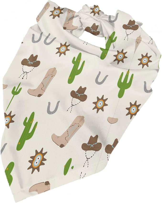Western Dog Bandanas, Cartoon Cowboy Dog Scarf, Accessories Puppy Kitten Party Festival and Daily Wearing,West Cowboy Accessories Party Cosplay (Cactus)