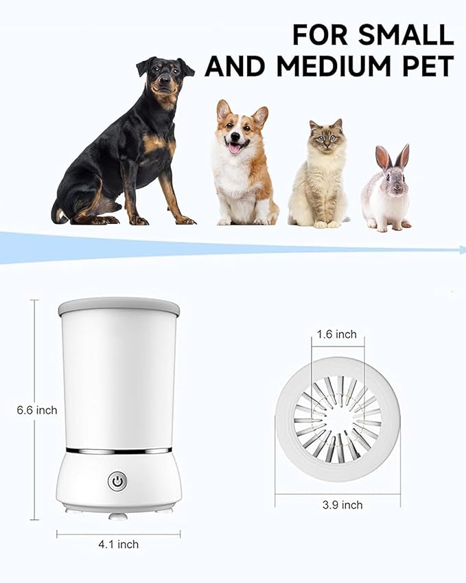 Automatic Dog Paw Cleaner for Dogs，Electric Dog Foot Paw Washer Cup and Massager，2 Speeds for Thorough Cleaning and USB Rechargeable,Pet Paw Feet Cleaner for Small Medium Dogs Cats (Blue)