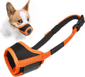 LUCKYPAW Dog Muzzle Anti Biting Barking and Chewing with Comfortable Mesh Soft Fabric and Adjustable Strap, Suitable for Small, Medium and Large Dogs(Orange,S)