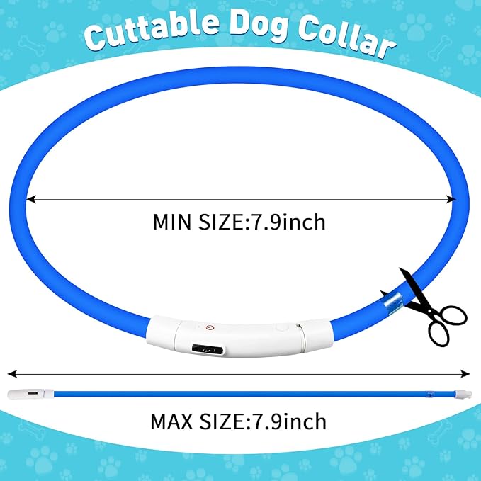 Frienda 4 Pcs Dog Collar LED USB Rechargeable Lights Dog Necklace Collars Doggy Lights for Night Walking Adjustable Safety Lamp Pet Collars for Large Medium Small Puppy(Flashing Style,4 Colors)