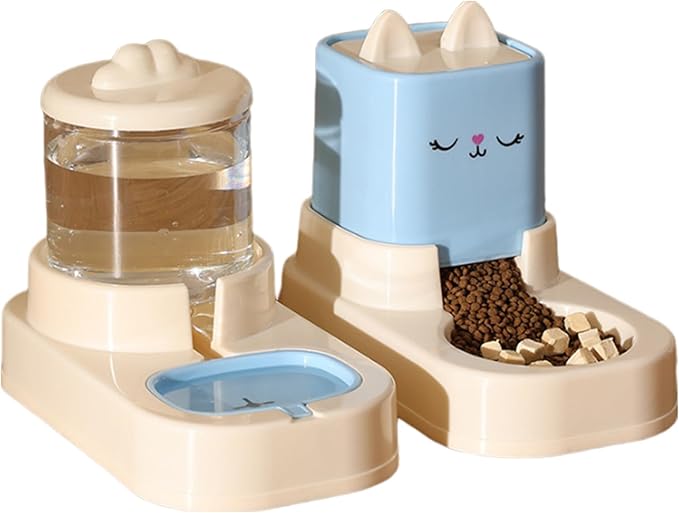 Automatic Cat Feeder, Auto Fill Cat Water Bowl, Cat Food Dispenser, Anti-Slip Automatic Pet Waterer, Large Capacity Cat Water Dispenser, Cute Dog Feeding Bowls (B)