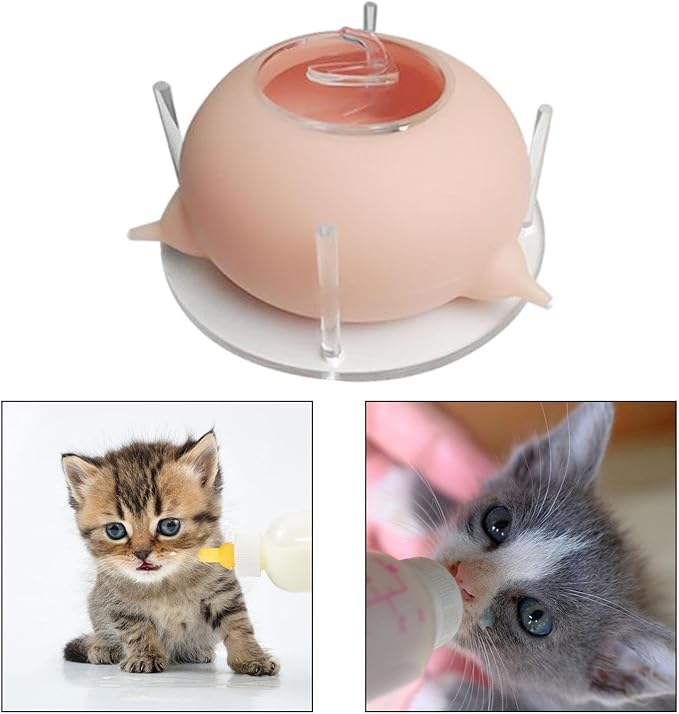 Nursing Station, Pet Feeding Device, Device Whelping, Acrylic Portable Puppy Kitten Dogs Pet Feeder for Kitten Doggie, Pink
