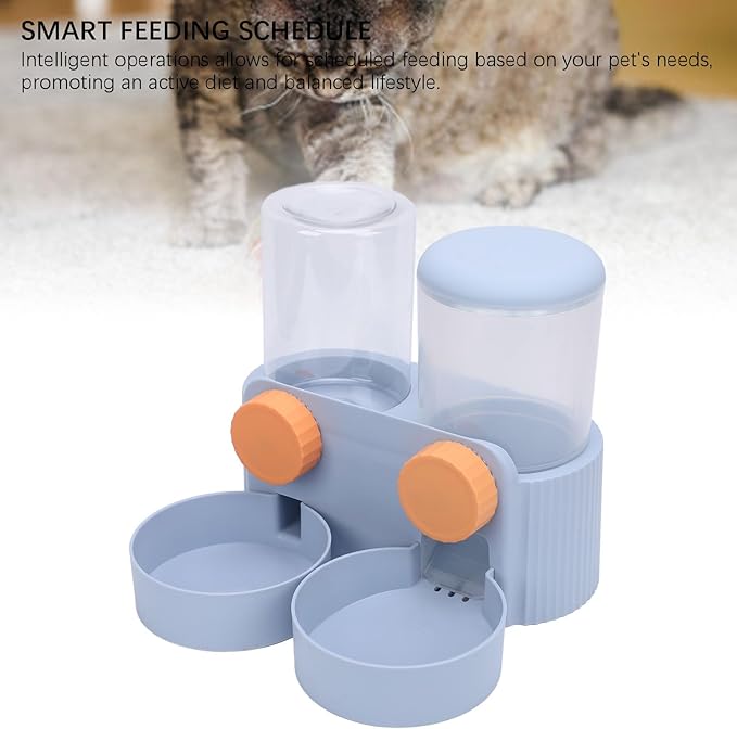 Pssopp Automatic Pet Feeder Small Medium Pets Automatic Food Feeder and Waterer Set,Dogs Cats Food Feeder 2 in 1 Water Dispensers for Small Animals Rabbits Guinea Pigs Kittens and Dogs